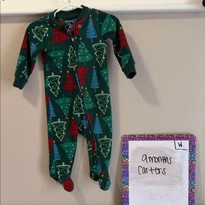 Carter's Festive Green and Red Tree Print Footie